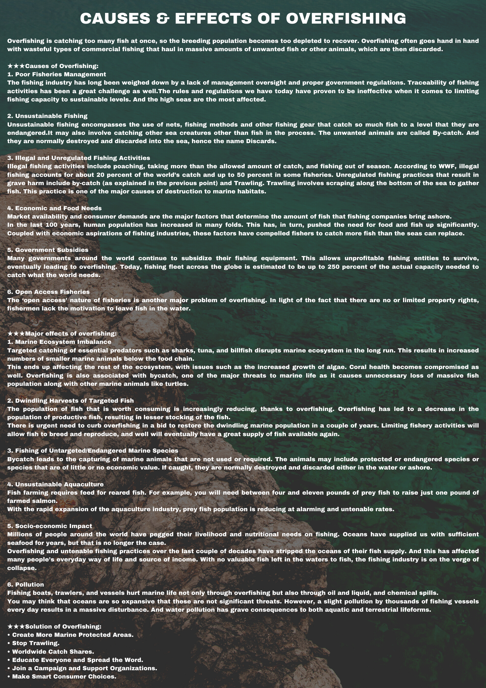 CAUSES & EFFECTS OF OVERFISHING